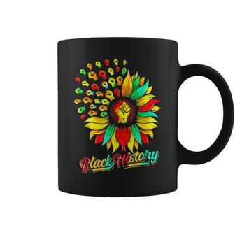 Sunflower Fist African American Pride Black History Month Coffee Mug - Seseable