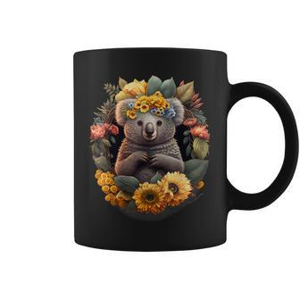 Sunflower Hippie Floral Koala Coffee Mug | Mazezy