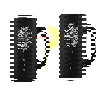 Sunflower Thin Red Line Us Flag Sunshine Firefighter Gift Coffee Mug | Seseable CA
