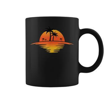 Sunset Beach Silhouette Tropical Palm Tree Sunny Lover Gift Coffee Mug - Seseable