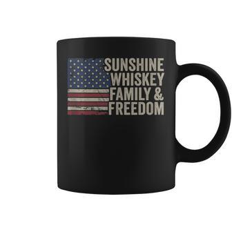 Sunshine Whiskey Family & Freedom - Vintage Usa Flag Summer Coffee Mug | Seseable CA