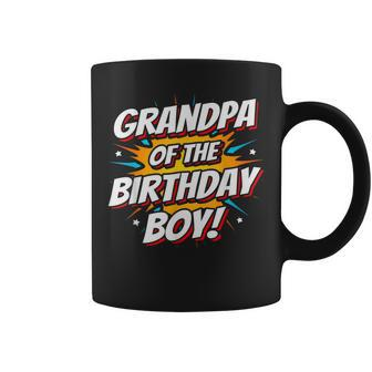 Superhero Party Comics Birthday Grandpa Of Birthday Boy Coffee Mug | Mazezy