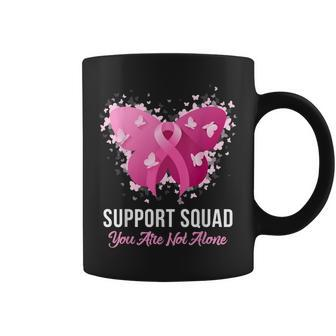 Support Squad Breast Cancer Awareness Pink Ribbon Butterfly Coffee Mug | Mazezy