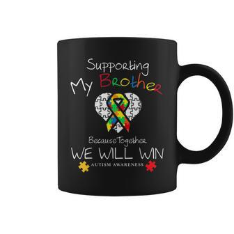 Supporting My Brother Inspirational Autism Awareness Gift Coffee Mug | Mazezy