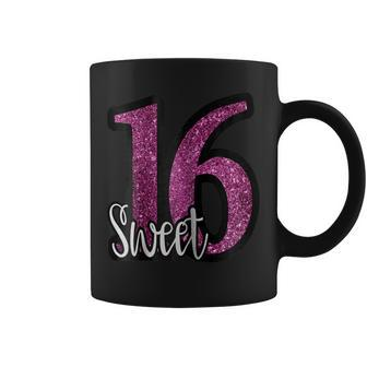 Sweet 16 Birthday Party Glitter T Shirt Coffee Mug | Mazezy