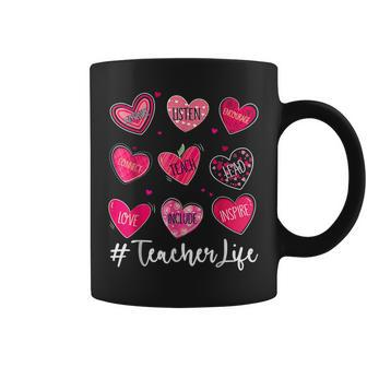 Sweet Hearts Teach Love Inspire Valentines Day Teacher Life Coffee Mug - Seseable