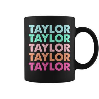 Swiftie Merch Funny Modern Repeated Text First Name Taylor Coffee Mug | Mazezy