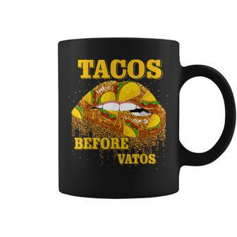 Tacos Before Vatos Valentines Day Tacos Lips Couple Matching Coffee Mug - Seseable