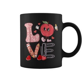 Teacher Love Retro Groovy Teachers Valentines Day Coffee Mug - Seseable