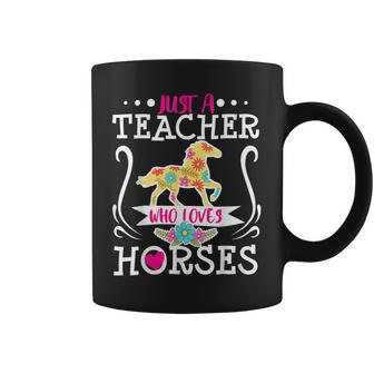 Teacher Who Loves Horses Funny Horse Riding Equestrian Gift Coffee Mug | Mazezy