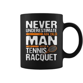 Tennis Old Man With Racquet Men Dad Grandpa Gifts Coffee Mug | Mazezy