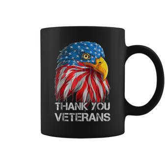 Thank You Veterans Eagle American Flag - Veterans Day Coffee Mug - Seseable