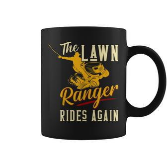The Lawn Ranger Rides Again Lawn Tractor Mowing Coffee Mug | Mazezy