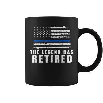 The Legend Has Retired Blue Line Officer Retirement Gift Coffee Mug - Seseable