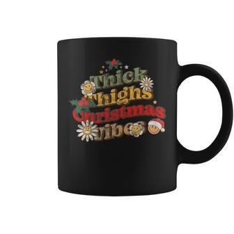 Thick Things Christmas Vibes Groovy Retro Christmas Pajamas Coffee Mug - Seseable