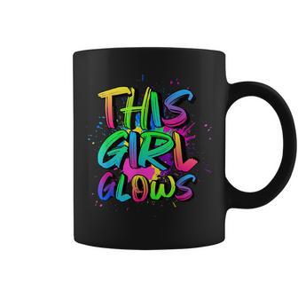 This Girl Glows Costume 80S Glow Halloween Party Outfit Coffee Mug - Thegiftio UK