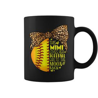 This Mimi Loves Her Softball Girl Mothers Day Leopard Coffee Mug - Seseable