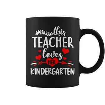This Teacher Loves Her Kindergarten Heart Valentine Teacher Coffee Mug - Seseable