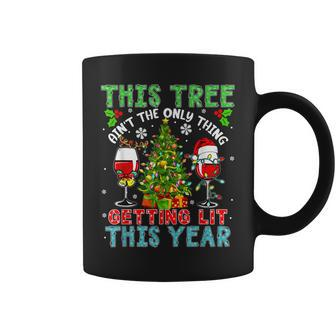 This Tree Aint Only Thing Getting Lit Xmas Two Santa Wines Coffee Mug - Seseable