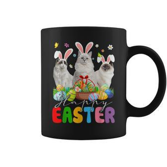 Three Bunny Ragdoll Cats & Easter Egg Basket Easter Day Kids Coffee Mug | Mazezy