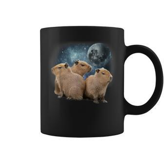 Three Capybaras And Moon Funny Capybara Humor Parody Coffee Mug | Mazezy