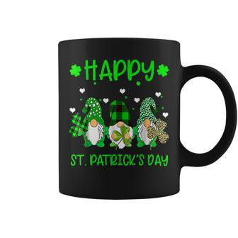 Three Gnomes Holding Shamrock Leopard Plaid St Patricks Day V2 Coffee Mug - Seseable