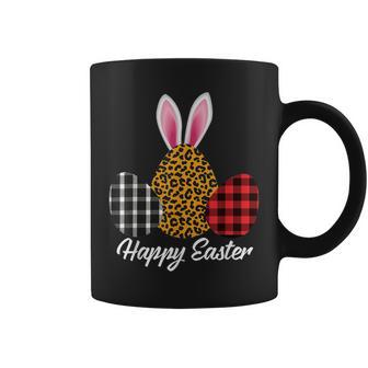 Three Leopard Plaid Eggs Easter Day Bunny Ear Easter Women Coffee Mug - Seseable