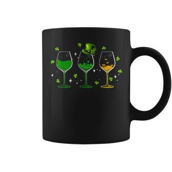 Three Wine Glasses Shamrock Shirt St Patricks Day Irish Gift Coffee Mug | Mazezy