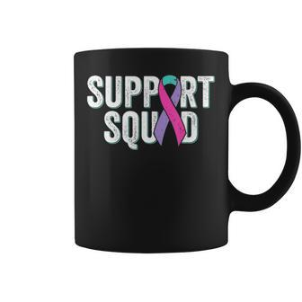Thyroid Cancer Support Squad Friend Family Awareness Ribbon Coffee Mug - Seseable