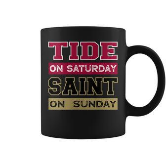 Tide On Saturday Saint On Sunday Alabama Louisiana Football Tank Top Coffee Mug | Mazezy