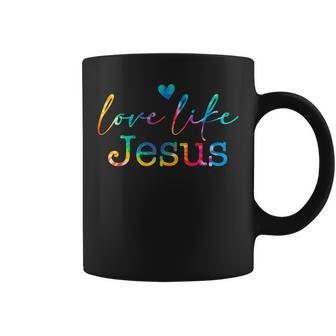 Tie Dye Love Like Jesus Religious Christian Words On Back Coffee Mug | Mazezy