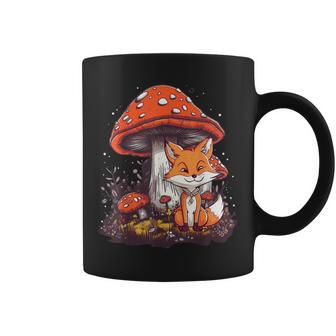 Tiny And Happy Fox Under The Mushrooms Kawaii Fox Coffee Mug - Thegiftio UK