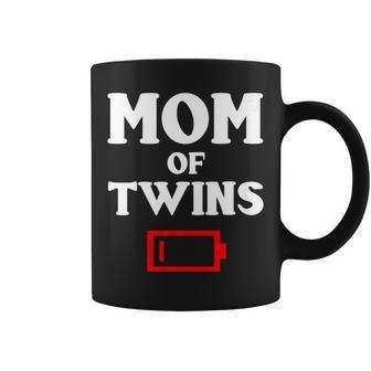 Tired Mom Of Twins Mother Funny Low Battery Mommy Mum Coffee Mug - Thegiftio UK