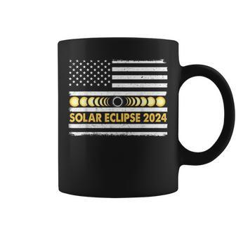 Total Solar Eclipse 2024 Totality Phases Us American Flag Coffee Mug | Mazezy