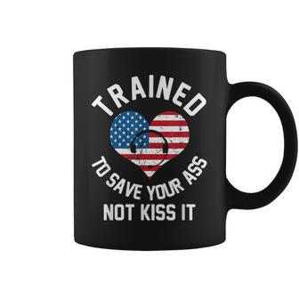 Trained To Save Your Ass Not Kiss It - Funny 911 Operator Coffee Mug | Mazezy