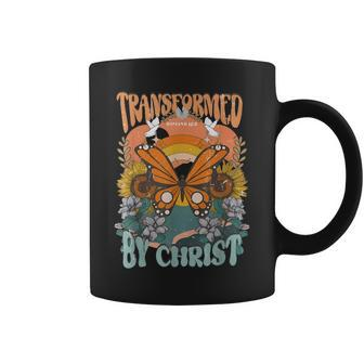 Transformed By Christ Butterfly Christian Jesus Faith Cross Coffee Mug | Mazezy