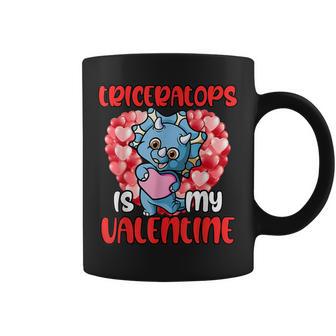 Triceratops Is My Valentine Funny Triceratops Valentine Day Coffee Mug | Seseable UK