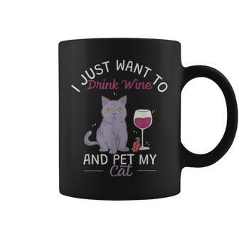 Trinke Wein Und Streichle Meine Katze Tassen - Seseable