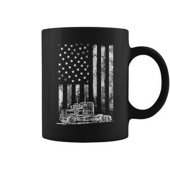 Truck Driver American Flag Trucker Vintage Men Women Gift Coffee Mug - Seseable