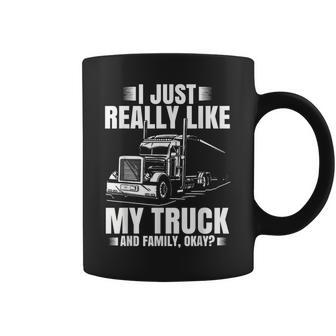 Truck Driver Design For Men Semi-Trailer Truckin Dad Big Rig Coffee Mug | Mazezy