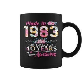 Turning 40 Floral Made In 1983 40Th Birthday Gifts Women Coffee Mug - Seseable