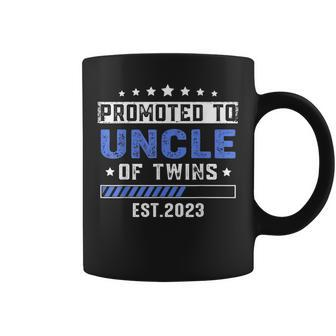Twin Baby Shower Dad Promoted To Uncle Of Twins Est 2023 Coffee Mug | Mazezy