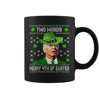 Two Words Merry 4Th Of Easter St Patricks Day Biden Confused Coffee Mug - Seseable
