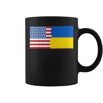 Ukrainian American Half Ukraine Half America Flag Coffee Mug - Seseable