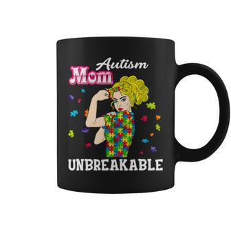Unbreakable Autism Awareness Rainbow Ribbon Autism Mom Coffee Mug | Mazezy