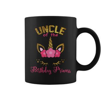 Uncle Of The Birthday Princess Floral Unicorn Coffee Mug | Mazezy
