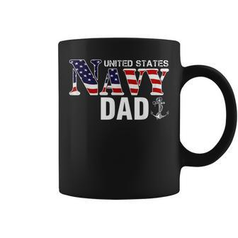 United States Vintage Navy With American Flag For Dad Gift Coffee Mug - Seseable