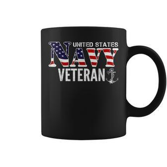 United States Vintage Navy With American Flag For Veteran Coffee Mug - Seseable