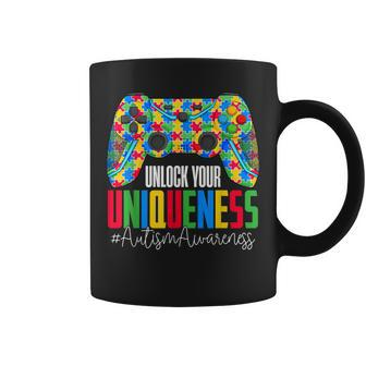 Unlock Your Uniqueness Puzzle Controller Autism Awareness Coffee Mug | Mazezy CA