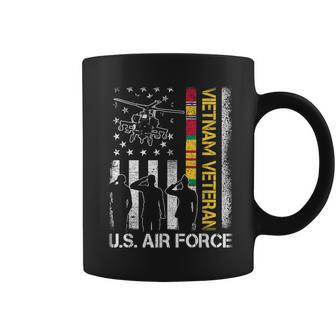 Us Air Force Vietnam Veteran With American Flag Coffee Mug - Seseable